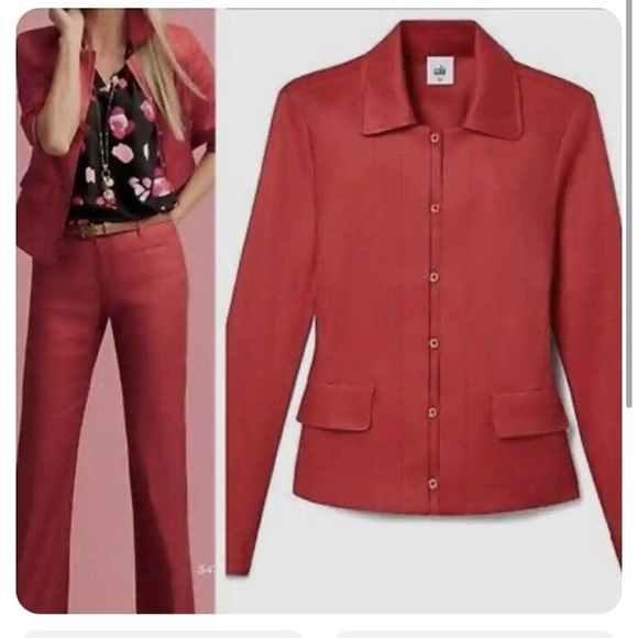 2/25 cabi Blazer Red Valentine Linen Blend Blazer Jacket M - Picture 1 of 6